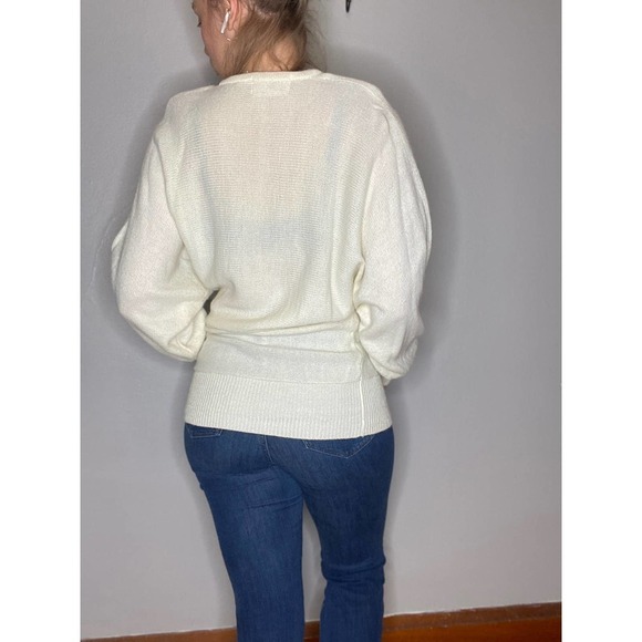 VINTAGE Cream Unique 80’s Sweater Small - Picture 2 of 8